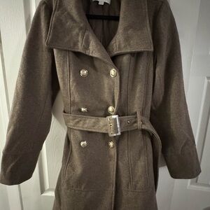 New York and Company Wool Women's Double-Breasted Belted Coat